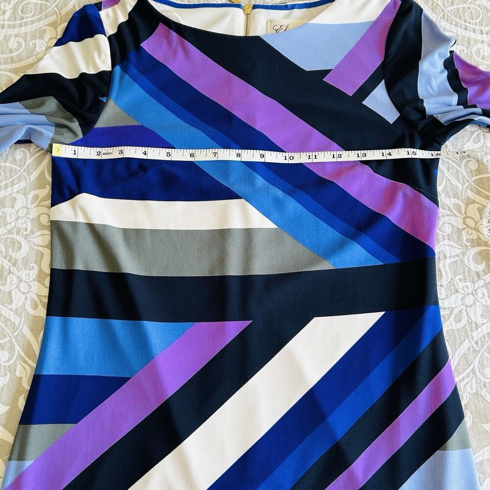 Eliza J Dress Women Size 2 Multicolor Stripe Jersey Career Business Casual Lined - Picture 6 of 15